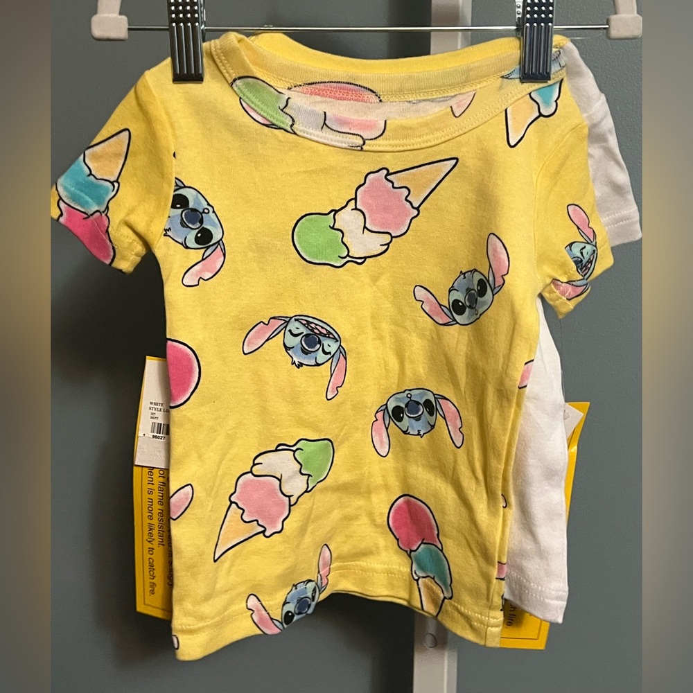 Disney Stitch Set of 2 Ice Cream Graphic Pajama Tops NWT 18 months - Picture 2 of 2